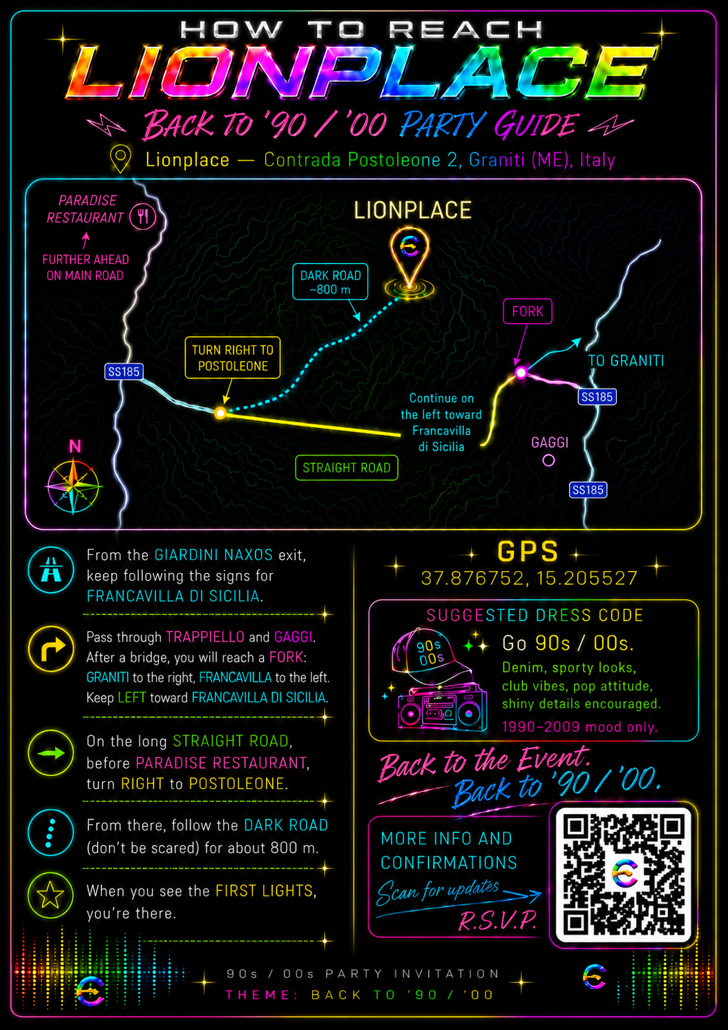 Updated directions and back of the Back to the Event invitation
