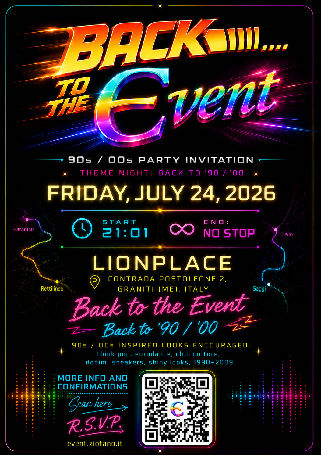 Front of the Back to the Event invitation